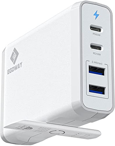 USB C Wall Charger, 4-Port Charger with 60W & 18W ports