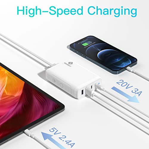 USB C Wall Charger, 4-Port Charger with 60W & 18W ports