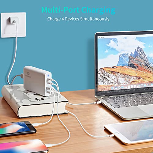 USB C Wall Charger, 4-Port Charger with 60W & 18W ports