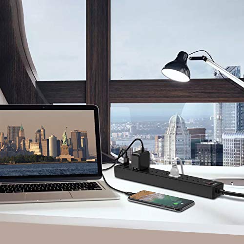 6 Ft Power Strip Surge Protector with 3 USB Ports