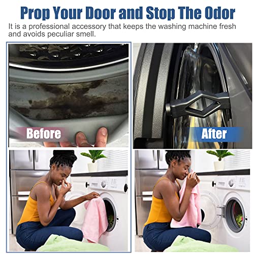 Magoog Washer Door Prop, [Easy to Stick] Front Load Washer Door Prop, Keep Front Load Washer Door Open and Clean, Washing Machine Door Prop Black